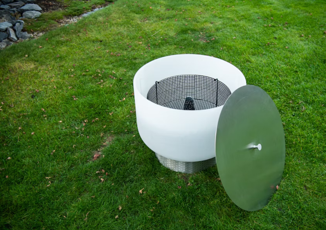 Glas Feuerschale Set Basket Stainless Steel 